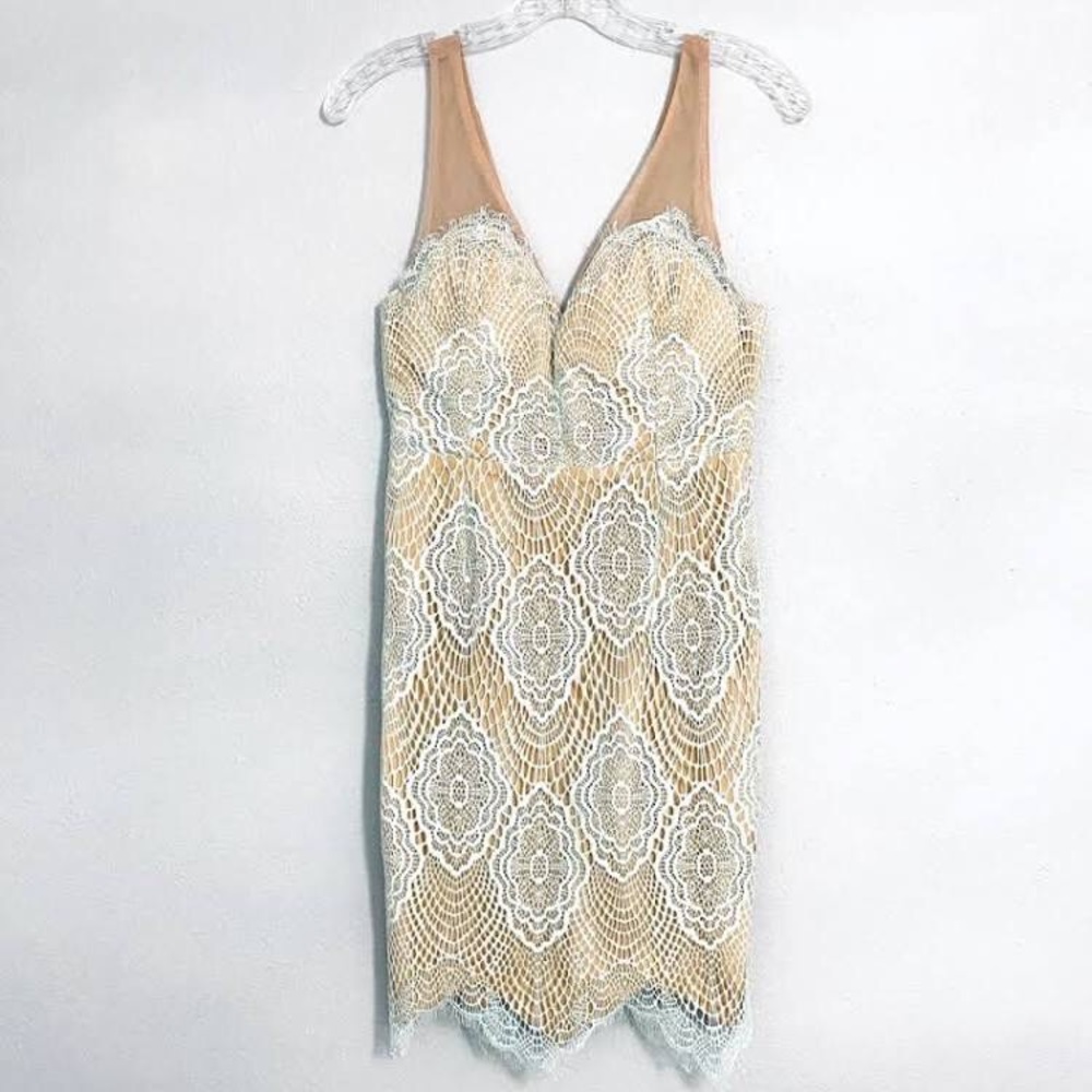 Lulu’s Lace Blue and Nude Mesh Mini Size Medium